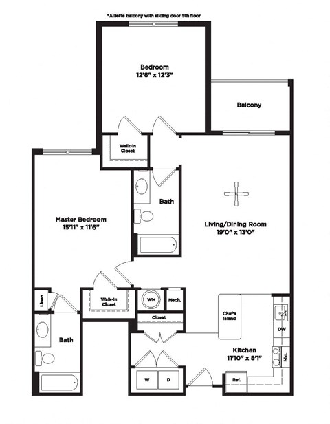2 bed 2 bath B12b Floor Plan at 800 Carlyle, Alexandria